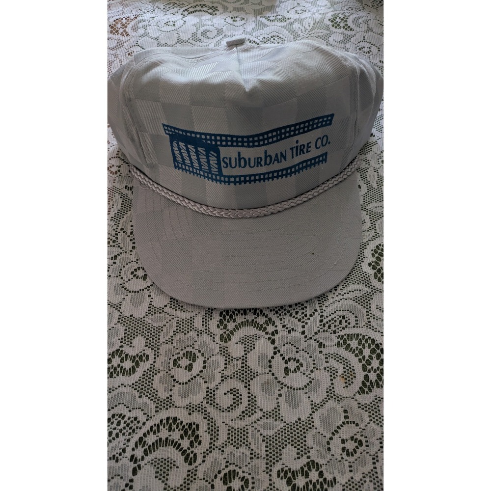 Vintage Trucker's Hat Suburban Tire Company by Nissian, Gray & Blue